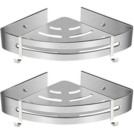 QORVA-Etagère de Douche d’Angle, Etagère de Salle de Bain Sans Forage Panier Rangement Douche Aluminium Murale Adhésive Serviteur de Douche Organiseur pour Shampoing(Triangle, 2 Pièces)-Fei Yu
