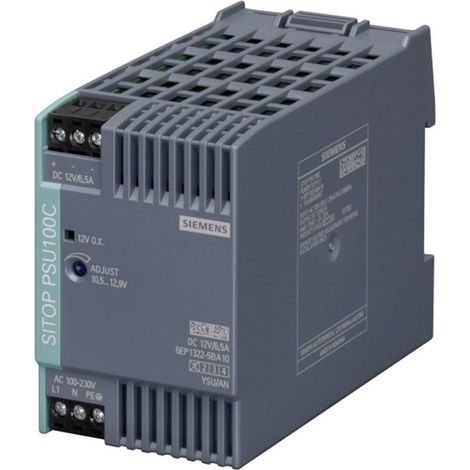 Siemens 6EP13225BA10 Alimentatore per guida DIN 12 V/DC 6.5 A 78 W Num. uscite:1 x Contenuto 1 pz.
