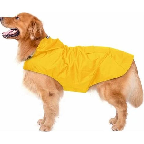 Impermeable para perros con capucha, ultraligero y transpirable, con tiras reflectantes, para perros medianos y grandes (3XL, amarillo). (1/5)