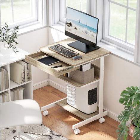 Bureau roulant avec tiroir et étagères, 56 x 51 x 79 cm, chêne DESVIAE (1/5)