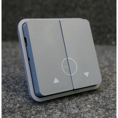 Mécanisme double bouton poussoir pour volets roulants – IP55 – Clipsé – Compatible systèmes HAGER – Polypropylène gris