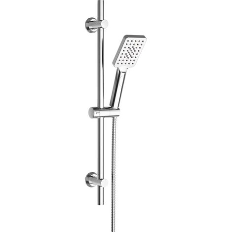 Colonne de Douche en Acier inoxydable avec Douchette à Main 3 Jets, Ensemble Barre de douche et Support de Pommeau de Douche et Tuyau pour Salle de Bain, 70cm Chromé (1/5)