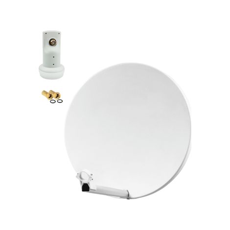 Pack HDSAT Parabole satellite fibre composite Blanche 60cm BRIDES INOX + LNB Single HD 4K (1/5)