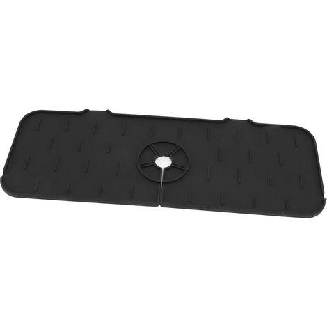 Tapis de robinet en silicone noir, récupérateur d'eau, égouttoir et tapis de séchage pour évier de cuisine (1/5)