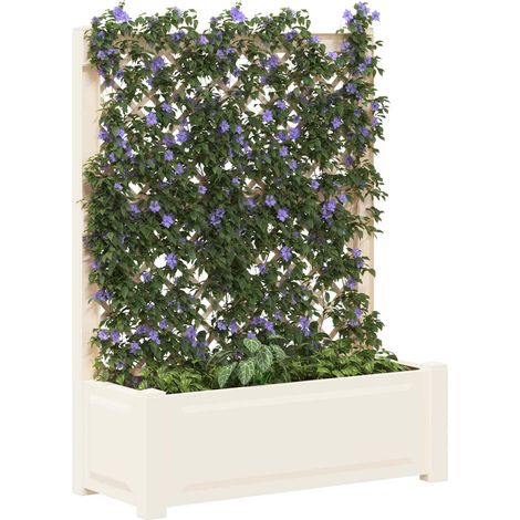 vidaXL Big Planter with Trellis White 99.5 x 43 x 133.5 cm PP