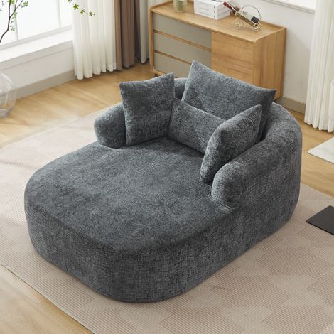 Chaise longue surdimensionnée d’intérieur, canapé moderne en velours côtelé capitonné avec coussin décoratif et accoudoirs, canapé-lit pour salon, chambre, appartement (1/5)