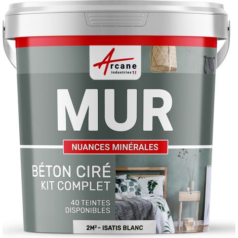 béton ciré, mur, couleur, enduit décoratif, enkit, gris, blanc, beige - 2 m² - Mate Isatis Blanc - ARCANE INDUSTRIES (1/5)