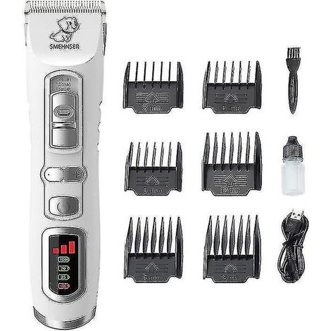 Tondeuse professionnelle pour chiens avec écran LCD, tondeuse pour chiens à poils longs et épais, tondeuse sans fil pour chiens et chats, kit de toilettage, lame en céramique amovible, autonomie de 4 (1/5)