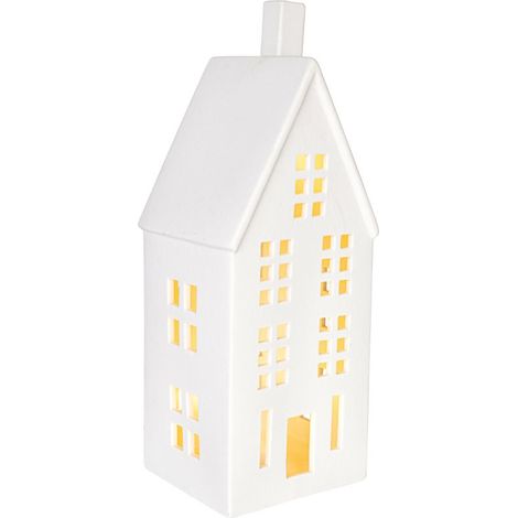 CASETTA  DICKENS CON LED E CAMINO BIANCO