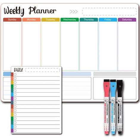 Calendario/planificador de pared con borde adhesivo，Planificador semanal borrable，Perfecto para planificar tareas，4230 cm，Estilo 1 (1/5)