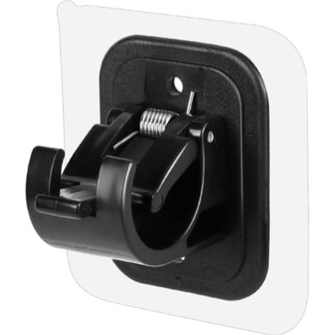 Soporte autoadhesivo para barra de cortina, no requiere taladro ni clavos, apto para baños, cocinas y hogares (negro, 1 unidad). (1/5)