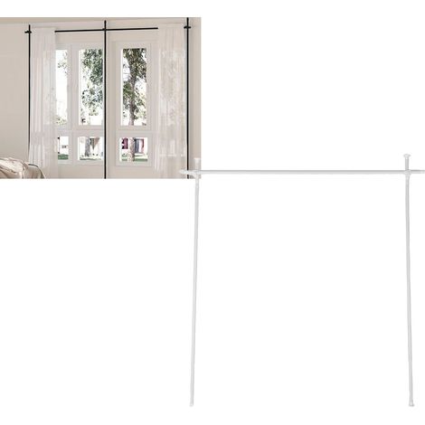 Tringle à rideaux de séparation de pièce en acier au carbone, tige de tension verticale pour séparation de pièces, séparateur d'espace réglable, support de rideau blanc mat (1/5)