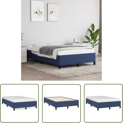 The Living Store Bettgestell ohne Matratze Blau 120x190 cm Stoff - Bettrahmen - Holzrahmen - Lattenrost - Einzelbett - Blau (1/5)