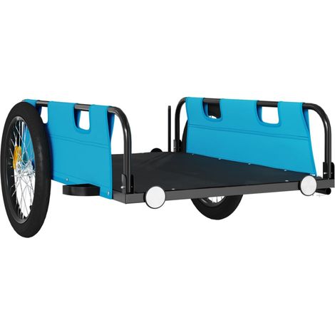Remorque chariot transport de vélo tissu oxford fer bleu (1/5)