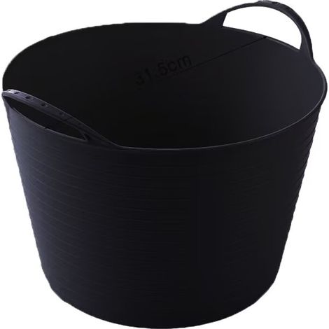 Auge en Caoutchouc Élastique 12L Seau Noir avec Poignées de Transport Panier de Jardin Universel et Flexible (1/4)