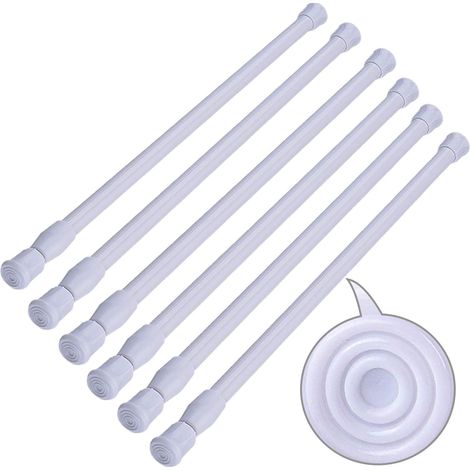 Oferta: Juego de 6 barras de cortina extensibles, sin necesidad de taladrar, para armario, baño y cocina (blancas, de 30 a 50 cm). (1/5)