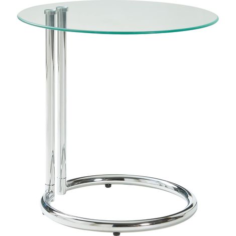 Table d'appoint verre trempé 46 x 45 cm transparent chrome (1/5)