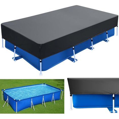Bâche de piscine rectangulaire 400 x 215 cm avec Cordon de Serrage, Anti-pluie Anti-poussière Résistant aux UV Pour pataugeoire (1/5)