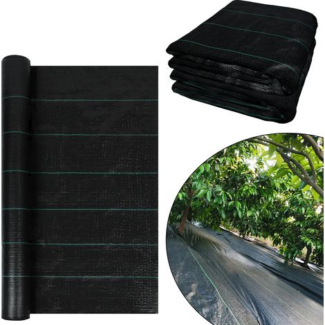 Paillage pour plante Rouleau de toile anti-mauvaises herbes avec piquet, 2 x 5 m, désherbage pour jardin et parterres HENGMEI (1/5)
