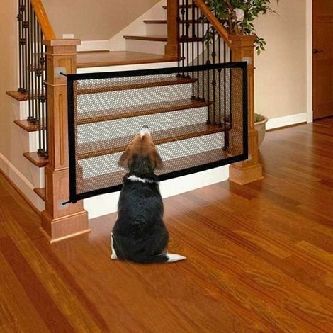 Sicherheitsbarriere für Hunde, faltbar, einziehbar, für Sicherheitstreppengitter für Hunde und Babys, schwarz (Größe 72 x 120 cm) (1/5)