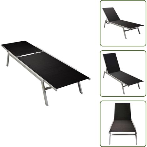 Tumbona camping - vidaXL Tumbona de acero y textilene negra - Tumbona para jardín