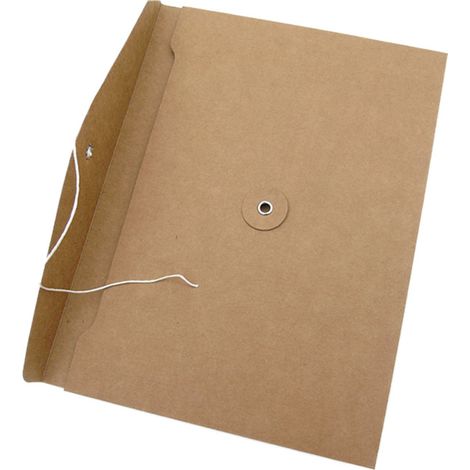 Enveloppes kraft de couleur avec cordon de serrage, porte-documents, plat - sans extension, format A4 (brun kraft, paquet de 5) (1/2)