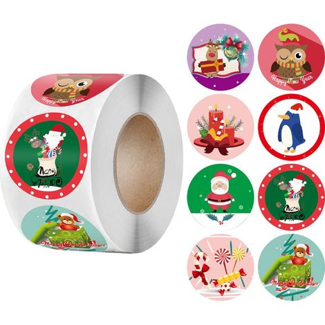 500 Stück Weihnachtsaufkleber, Weihnachtsetiketten, Briefumschlagverschlüsse (1,5 Zoll) (1/5)