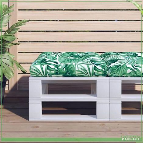 360459 Coussin de palette motif de feuilles 60x60x12 cm tissu (1/5)