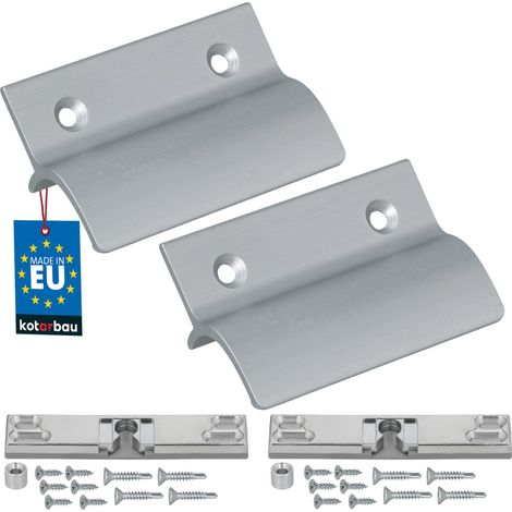 KOTARBAU® Lot de 2 Poignée Porte Fenetre avec Loqueteau - Aluminium - Argent - Poignee de Baie Vitree Coulissante - Poignée de Porte de Terrasse avec Entretoise et Loqueteau (1/4)