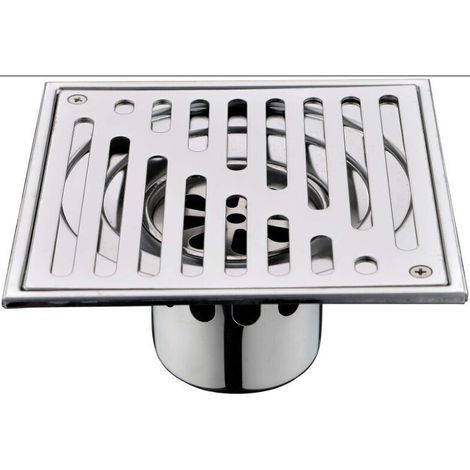 Bonde de sol carrée en acier inoxydable anti-odeurs pour salle de bain et douche, grand diamètre 150 x 150 mm (1/4)