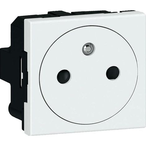 Prise programmée mosaïque 2P+T droite à volet bornes automatiques 2 modules blanc (1/4)