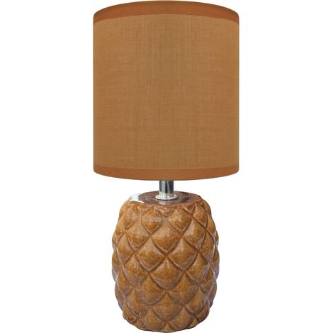 Lampada Moderna Da Comodino A Forma Di Ananas Certificata RoHS In Ceramica Con Paralume 45W Scrivania Tavolo Abat Jour Arancione