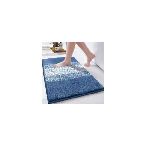 Tapis de Bain Antidérapant en Microfibre - EINNENFFER - Douceur et Confort, Lavable en Machine, 50 x 80 CM, Bleu (1/4)