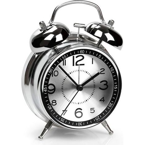 Sveglia super potente, pensata per chi ha il sonno pesante, con doppia campana retrò da 10 cm, ticchettio silenzioso, movimento al quarzo e retroilluminazione. (1/5)