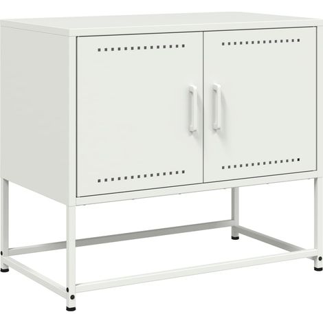 Mobile TV multimediale scaffale per televisione televisore buffet sala da pranzo soggiorno camera da letto 68,5 x 39 x 60,5 cm acciaio bianco 020026165