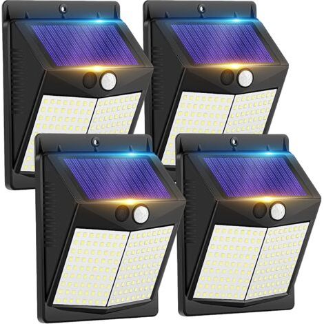 [JAMAIS UTILISÉ]Lot de 4 lampes solaires d'extérieur avec détecteur de mouvement - 3 modes d'éclairage, étanches, sans fil, pour la sécurité du jardin. (1/5)