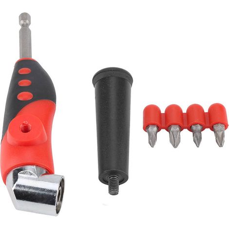 Adaptateur d'angle pour embout de tournevis réversible coudé à 105° à tige hexagonale de 1/4 po avec 4 embouts (1/4)