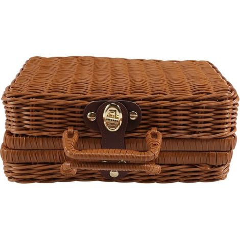 Panier de pique-nique, valise vintage tissée, panier de rangement tissé, étui en rotin, linge tissé B (1/4)