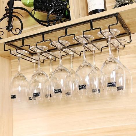 Porte-verres à pied CSNJ002BK - Noir - Acier inoxydable - Rangement élégant (1/4)