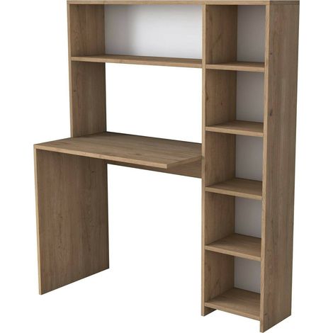 Dmora - Scrivania Callidora, Scrittoio multiuso, Tavolo per ufficio porta PC, Piano di lavoro, 113x40h142 cm, Quercia, con imballo rinforzato, con imballo rinforzato