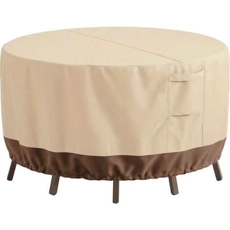 Gartenmöbelabdeckungen, runde Gartenmöbelabdeckungen, 100 % wasserdicht, farbecht und UV-beständig, 157 cm Durchmesser x 71 cm Höhe, beige und braun (1/5)