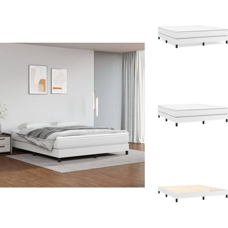 Cadre de lit sans matelas blanc 180x200 cm similicuir - Cadre De Lit - Lit Double - Similicuir - Lit Blanc - Meuble Chambre À Coucher (1/5)