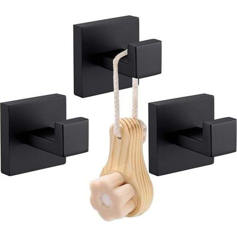 Accessori per il bagno Appendiabiti Nero Opaco Portasciugamani Porta Accappatoio Robusto Appendiabiti Bagno Cucina Casa Hotel Gancio da Parete Montaggio a Parete 3 Pezzi (1/4)