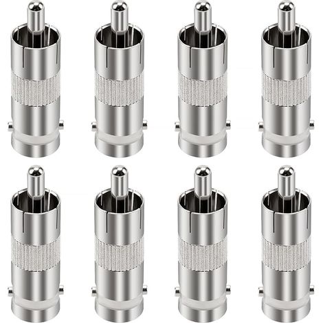 8 Pièces Adaptateurs BNC Femelle vers RCA Mâle, BNC vers RCA Adaptateur Coaxial, pour Caméras CCTV, DVR (1/5)