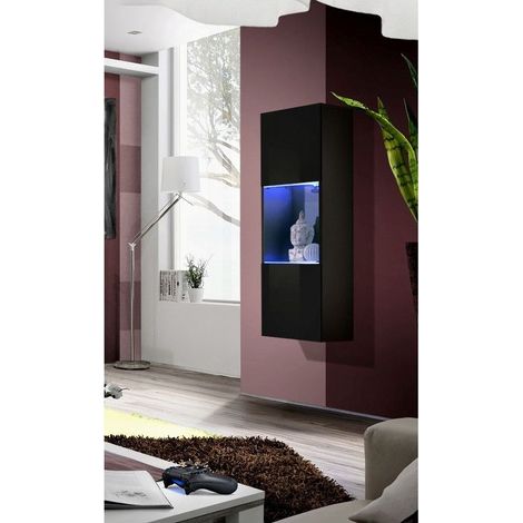 Vitrine murale à suspendre - Fly - 40 cm x 126 cm x 29 cm - Noir - Livraison gratuite