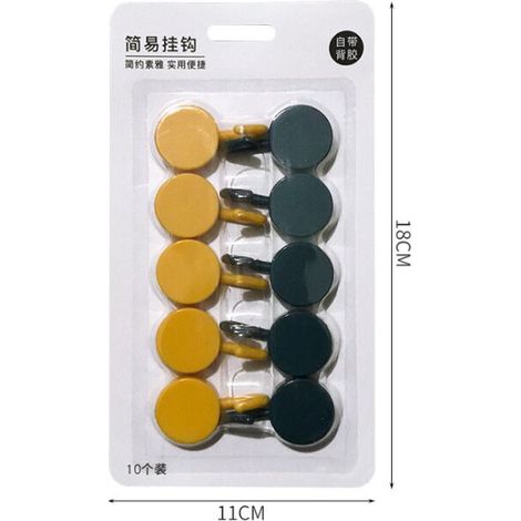 Filiyano-Crochets muraux et de porte autocollants pour cuisine, salle de bain, chambre, couloir, placard, bureau, crochets ronds (10 pièces, bleu (1/5)