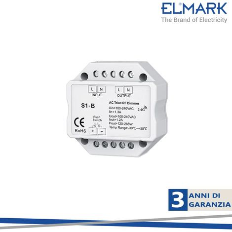 SMART RICEVITORE DIMMERABILE RF TRIAC A SINGOLO CANALE PER SCATOLA DI DISTRIBUZIONE