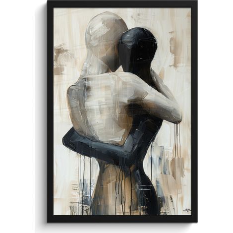 AFFICHE ENCADRÉE Abstrait - Amour - Noir et blanc - Moderne Cadre Décoration Murale 40x60 (1/5)
