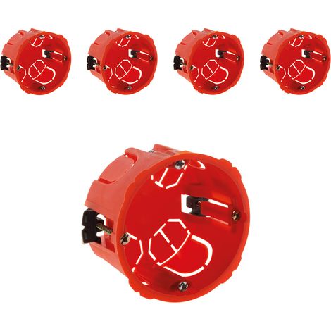 Lot de 5 boîtes placo appareillage vis et griffes - Ø67x40mm + vis - Rouge - Zenitech
