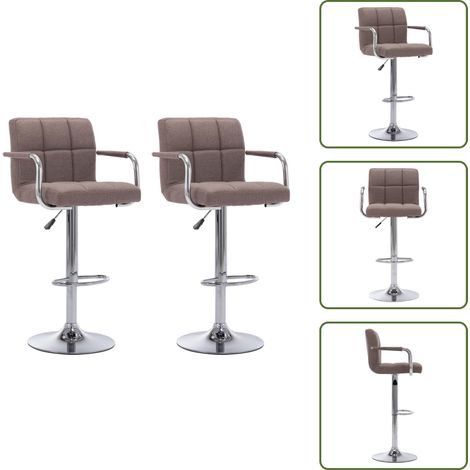 vidaXL Chaises de bar lot de 2 taupe tissu